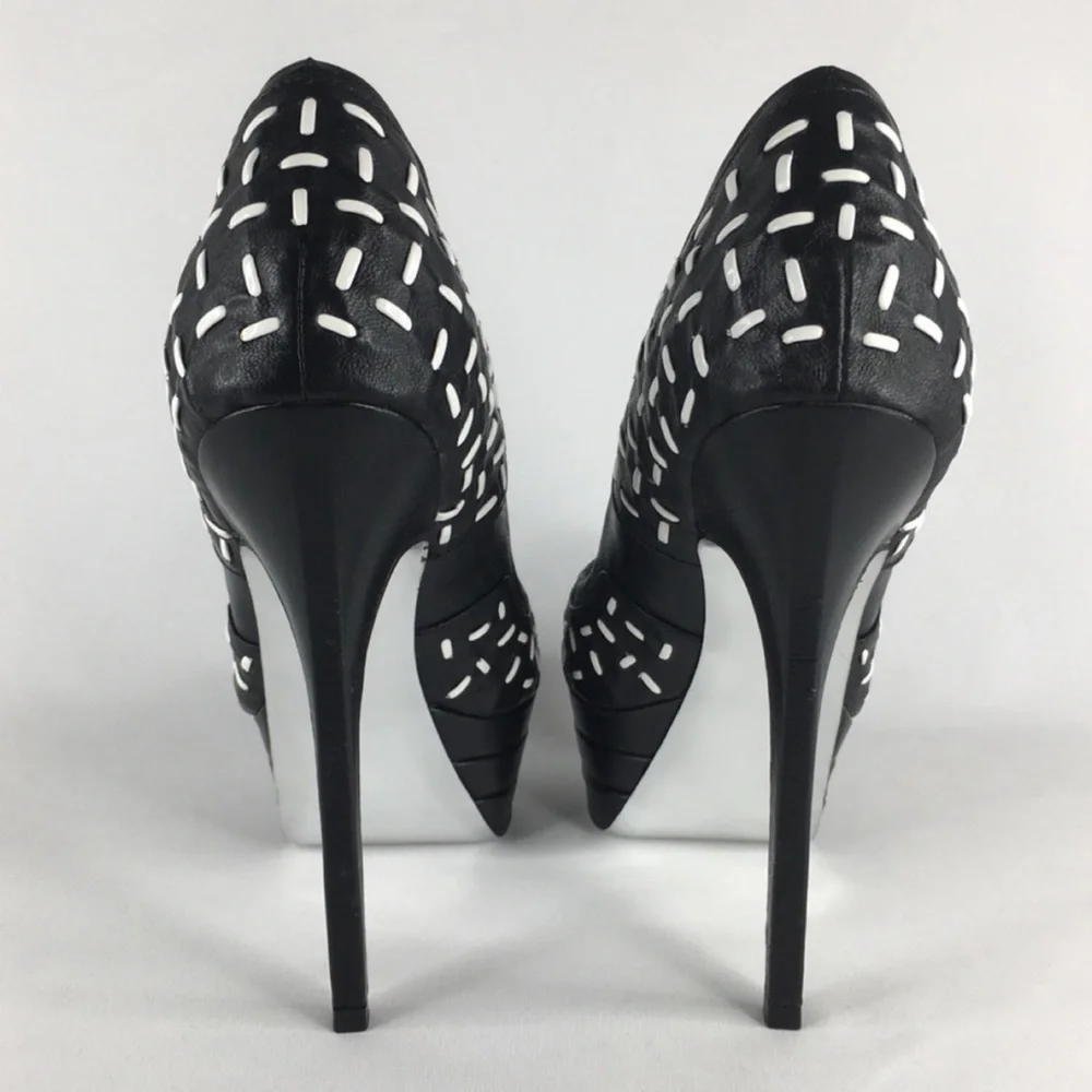 Y2K Bebe Platform Womens 8 Leather Black Stiletto Platform Leather Black Heels